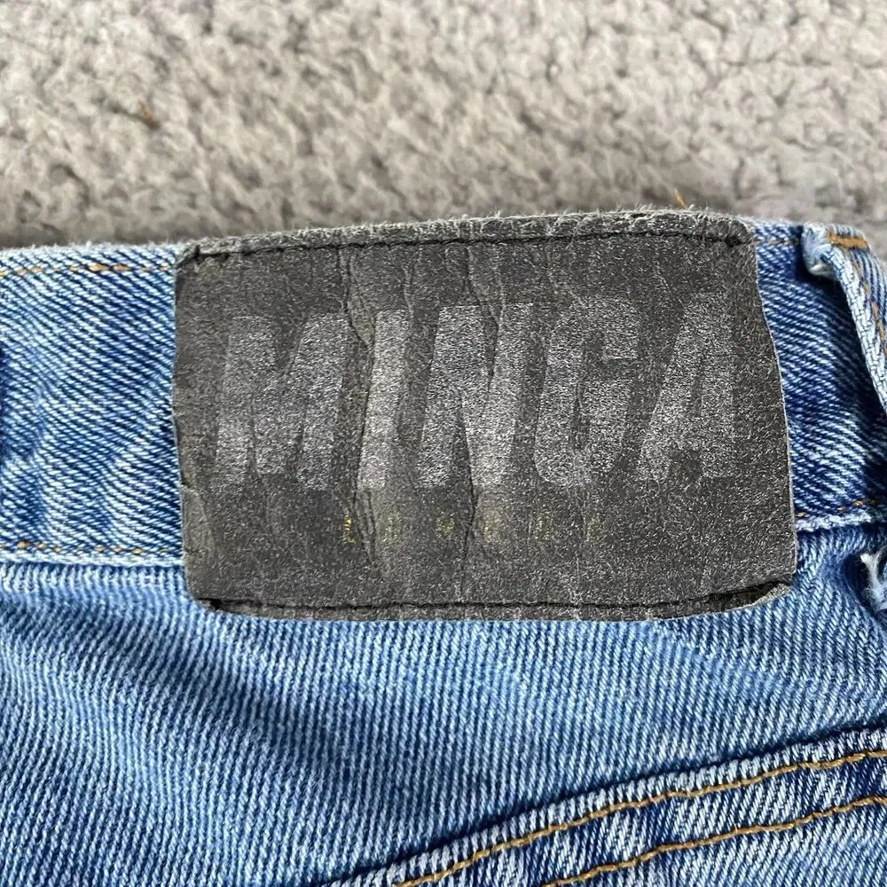 Minga London Patchwork Jeans Womens 24 (25x30) Blue Straight Y2K Made Portugal - Picture 7 of 10